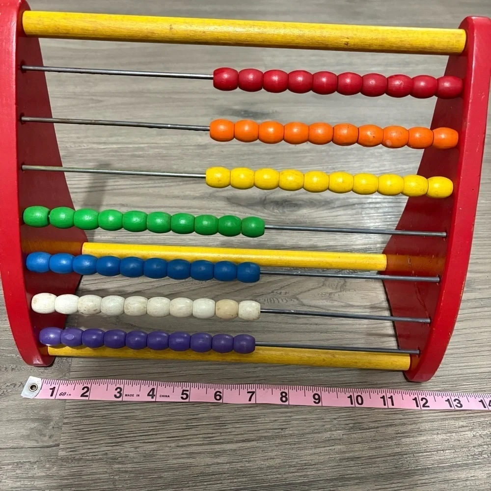 Vintage PLAYSKOOL Abacus Wooden Bead Counting Math Toy Rainbow 60’s-70’s